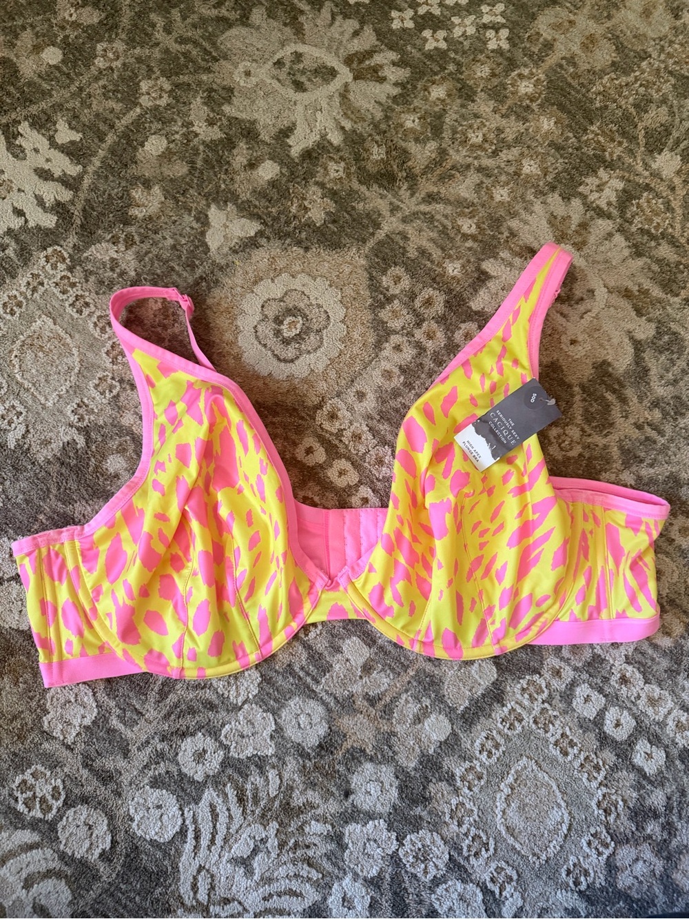 Cacique Neon Pink & Yellow Underwire Bra